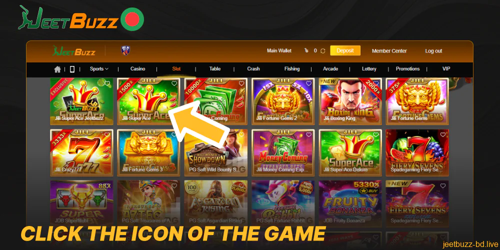 Click the icon of the game on Jeetbuzz