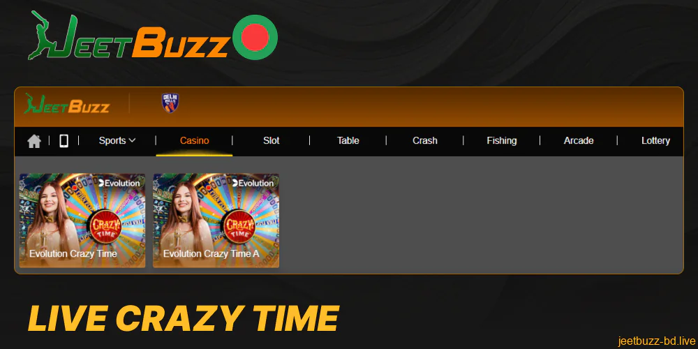 Live Crazy Time in Jeetbuzz casino in Bangladesh