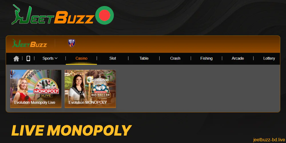 Live Monopoly in Jeetbuzz casino in Bangladesh