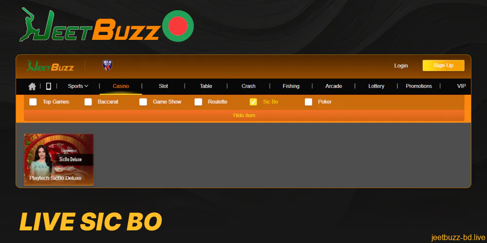 Live Sic Bo in Jeetbuzz casino in Bangladesh