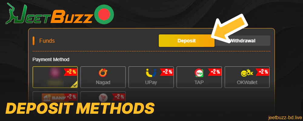 Deposit options for Jeetbuzz players from Bangladesh